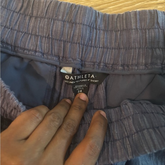 ATHLETA CABO 100% LINEN CHINO TEXTURED 4" SHORT 24 BLUE - Picture 6 of 7